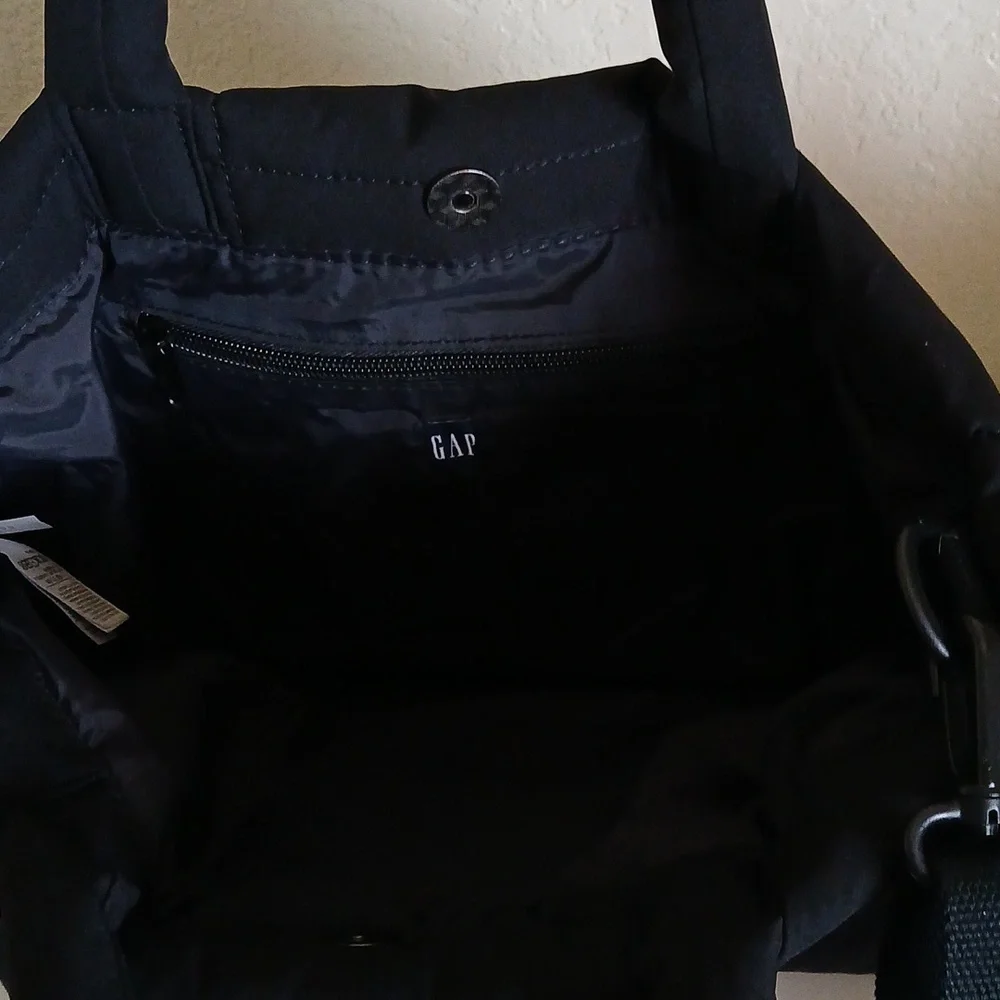 GAP Black Quilted Tote Bag with Shoulder Strap